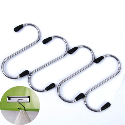 

4pcs S shape Stainless steel hooks for hanging coat hooks key holder kitchen bathroom organizer