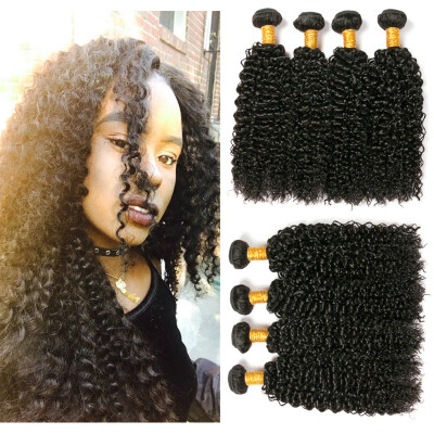 

CLAROLAIR Hair 4 pcs Brazilian Kinky Curly Hair Kinky Curly Human Hair Weave 7A Grade Virgin Unprocessed Human Hair No Tangle Shed