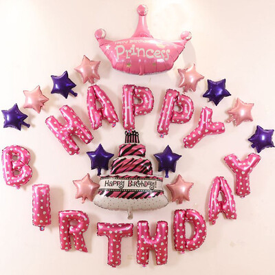 

Jiamo birthday balloon aluminum film decoration set balloon baby birthday children birthday party arrangement supplies balloon decorations pink cake