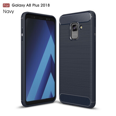 

Goowiiz Phone Case For Samsung Galaxy A8 Plus 2018A7 2018A730F Fashion Slim Carbon Fiber TPU Soft Silicone