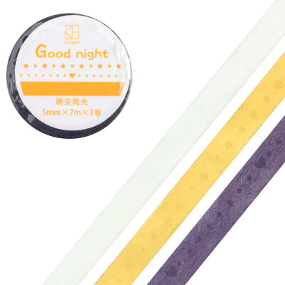 

Kinbor luminous three-volume handbook&paper tape 5mm7m hand book sticker decorative tape good night - low light DTB64328