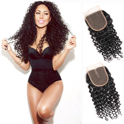 

WYF Brazilian Virgin Hair Curly Wave 4 Bundles with Closure 100% необработанные человеческие волосы