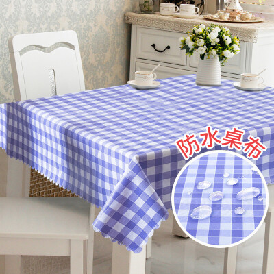 

Mercure guest Nordic waterproof&oil-proof PVC disposable tablecloth rectangular dining table fabric 137180CM blue style