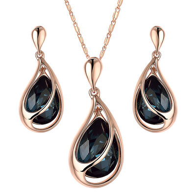 

Yoursfs Teardrop Crystal Jewelry Set Angle Tear Bridal Water Drop Earrings&Necklace Set
