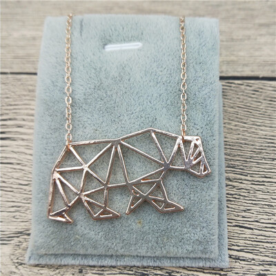 

New Origami MaMa Bear Necklace Origami MaMa Bear Charm Female Male Gift Necklace Fashion Women Jewellery Geometric Jewellery