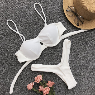 

Womens pure color swimsuit sexy bikini