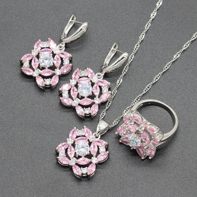 

Blue Stone Silver Plated Jewelry Sets for Women Choker Necklace Dangle Earrings Ring Six Colors Available Free Jewelry Box