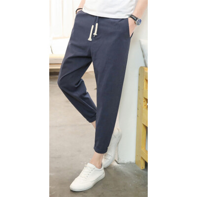 

Men&39s nine-ninths flax flax Korean version of the trend loose-fitting casual pants small feet cotton hemp pants two men&39s pants