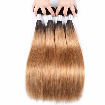 

HCDIVA Ombre Hair 4 Bundles Deal Brazilian Straight Hair 1b27 Black Honey Blonde 100 Human Ombre Hair Bundle Extensions