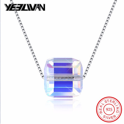 

Fashion Brand Swarovski Stone Genuine Austrian Crystal Necklace 925 Sterling Silver Choker Chain Necklaces for Women collar mujer