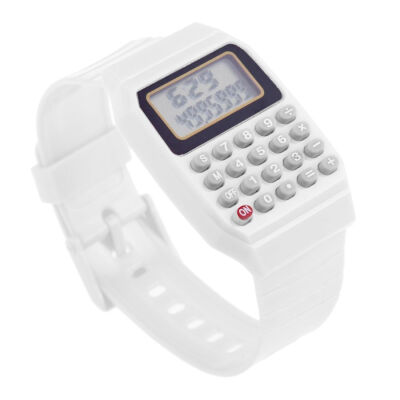 

Children Electronic Calculator Silicone Date Multi-Purpose Keypad Wrist Watches WHITE