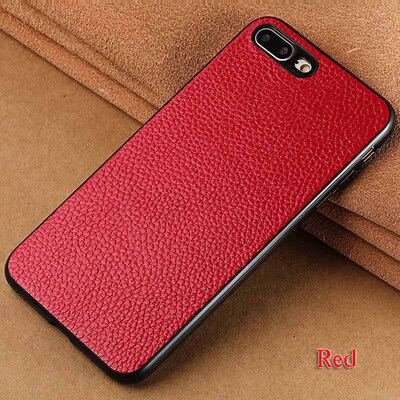 

Genuine Leather Phone Case For iPhone 7 8 Plus Case Litchi Texture Back Cover For X 6 6S Plus Case