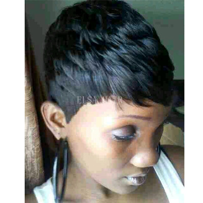 

Short Human Hair Wigs For Black Women none Lace Front Brazilian Hair Short BOB Wigs Natural Color 4 inch wig cap Medium-sized