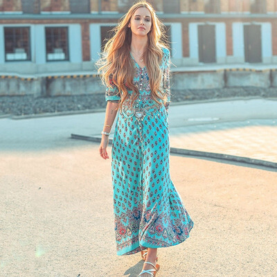 

Women Hot Style Bohemia Printing Dress Long Beach Dress Plus Size