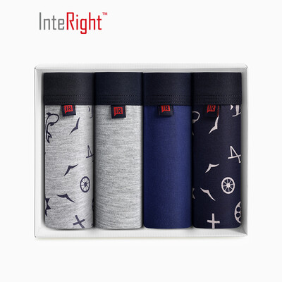 

INTERIGHT Mens Fashion Breathable Printed Corner Panties 4 Boxes Mixed Color C  Code