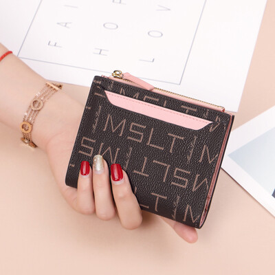 

MashaLanti Fashion Womens Bag Trends Womens Wallet Korean Print Wallet Casual Short Multi-Function Card Pack K100 Coffee Color