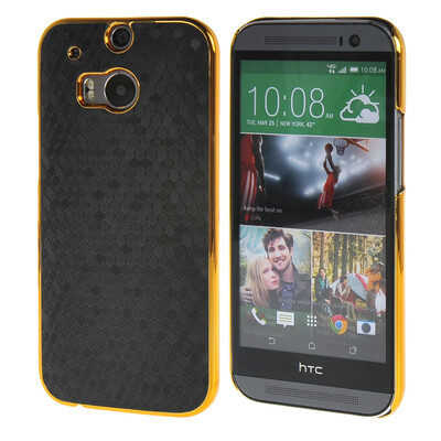 

MOONCASE Flash Flake Skin Gold Chrome Hard Back Case Cover for HTC One M8 Black