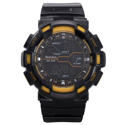 

bestdon bd5517g мужской модной водонепроницаемые часы с запястья к электронной (Black + желтый).