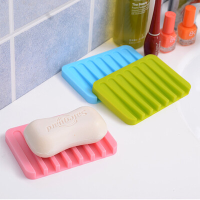 

2pcs Silicone drain soap dish Flexible soap holder soapbox Shower Tray Storage rack organizer bathroom accessories