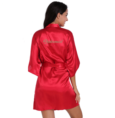 

Short Robe Bride Bridesmaid Silk Satin Kimono dressing Gown Sleepwear Bathrobe