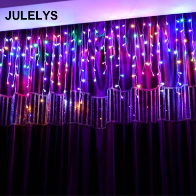 

JULELYS 5x08M 216 Bulbs Outdoor LED Curtain String lights Christmas Garland Gerlyanda Holiday Lights Decoration For Wedding Part