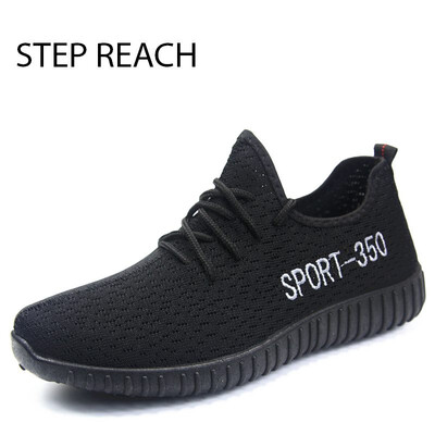 

shoes men tenis feminino sneakers rubber breathable air mesh adult lace-up casual soild black
