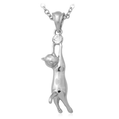 

U7 Lovely Cat Necklace Pet Jewelry 18K Real Gold Plated Rhinestone Fashion Jewelry Trendy Animal Pendant Necklace For Women