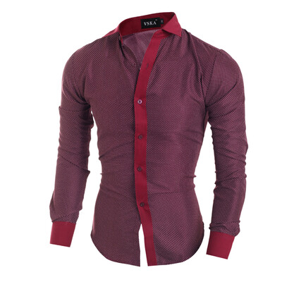 

Zogaa New Mens Shirt Fashion Dot Casual Long Sleeve