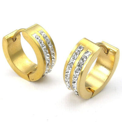 

Hpolw Mens Cubic Zirconia Stainless Steel Stud Huggie Hoop Earrings Set, Gold