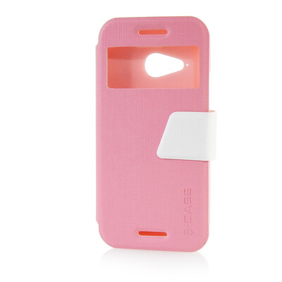 

MOONCASE View Window Leather Side Flip Pouch Ultra Slim Shell Back ЧЕХОЛ ДЛЯ HTC One Mini 2 (M8 Mini) Pink