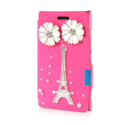 

MOONCASE Luxury Flower Crystal Leather Side Flip Wallet Pouch Case Cover for Nokia Lumia 925