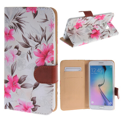 

MOONCASE Samsung Galaxy S6 Edge Plus ЧЕХОЛ ДЛЯ Flower Style Leather Flip Wallet Card Slot Bracket Back White