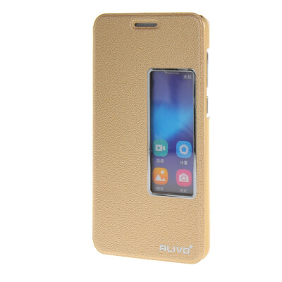 

MOONCASE Case for Huawei Honor 6 Case Slim View Window Leather Flip Bracket Back Cover Gold