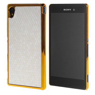 

MOONCASE Flash Flake Skin Gold Chrome Hard Back Case Cover for Sony Xperia M4 White