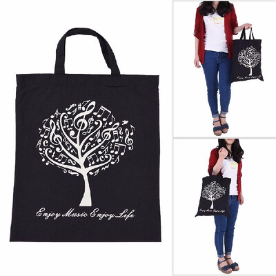 

Musical Tree Pattern Washable Cotton Cloth Handbag Music Tote Shoulder Grocery Shopping Bag for Students Girls