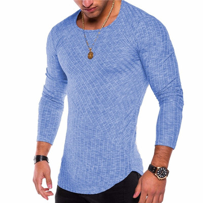 

Autumn 2018 Long-sleeved T-shirt Round Neck Solid Color Casual Tops