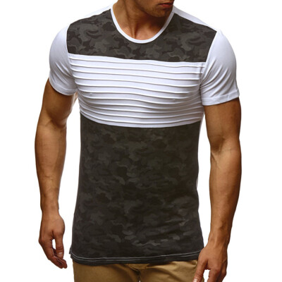 

Summer Mens Short-sleeved Striped Camouflage Casual T-shirt