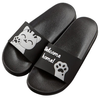 

Lovers couple slippers cute cat home indoor non-slip bathroom sandals red 39 code LJ702