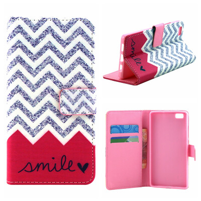 

MOONCASE Cute Pattern держателя Кожаный бумажник флип карты с Kickstand Чехол для Huawei Ascend P8 lite