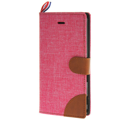 

MOONCASE Denim Style Flip Wallet Card Pouch Bracket Back Case Cover for Sony Xperia M2 Hot pink