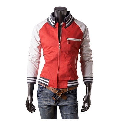 

Zogaa Mens Jacket Leather Sleeve Splice Casual Slim