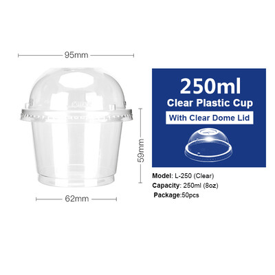

OTOR Ice Cream Bowl Disposable Plastic Cup with Lid Take Away Food Container for Dessert Fast food Bento Soup 300250ml 50pcs