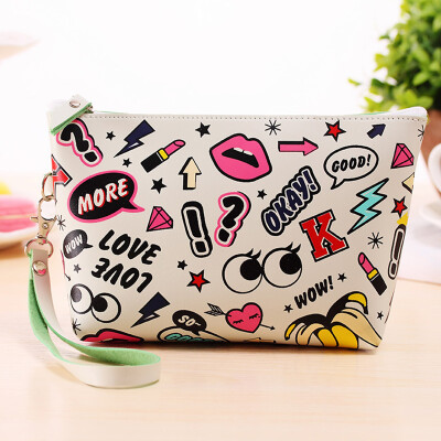 

Shouyou hot modern girl pu creative mother makeup bag large capacity waterproof storage bag clutch bag JD-SN-44 white mix