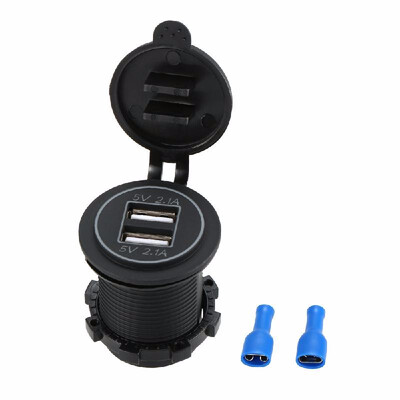 

Dual 2 USB Outlet 21A Port Socket Charger Power Adapter for Car Boat Motorcycle Blue LED Backlight