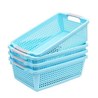 

JEKO&JEKO plastic finishing storage basket 4 Pack toy file storage basket desktop rack Japanese style Baina basket Kumamoto bear blue SWB-6124