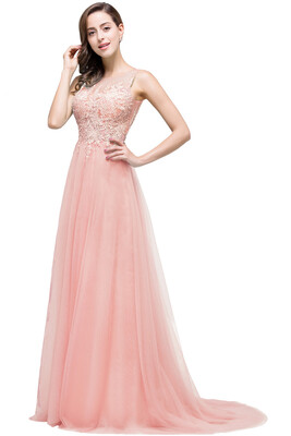 

Lace Tulle Long Evening Formal Pageant Prom Gown Ball Gown A-line Wedding Dress