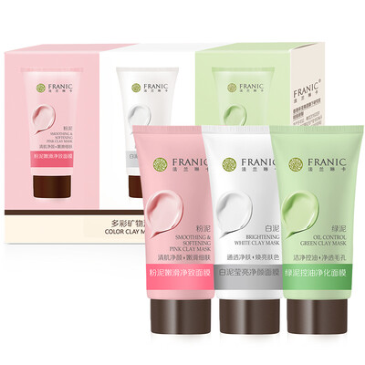 

FRANIC colorful mineral mud film experience set of 3 packs green mud white mud powder mud