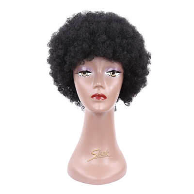 

6inch Funky Hippie Wig with Adjustable Buckle Breathable Afro Kinky Curly Synthetic Wig for Costume Party Golden Beauty