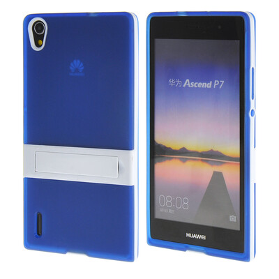 

MOONCASE Huawei Р7 Дело Желе Цвет силиконовый гель ТПУ Тонкий с подставкой обложка чехол для Huawei Ascend P7 синий