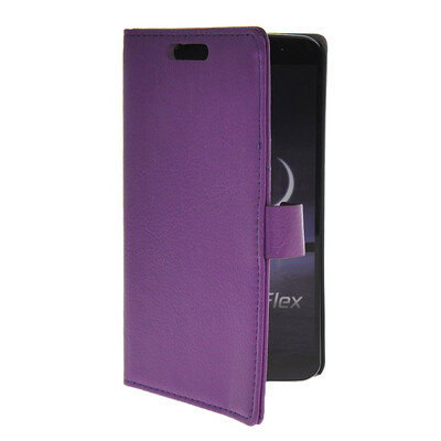 

MOONCASE Slim Leather Side Flip Wallet Card Holder Pouch with Kickstand Shell Back Case Cover for LG G Flex F340 Purple